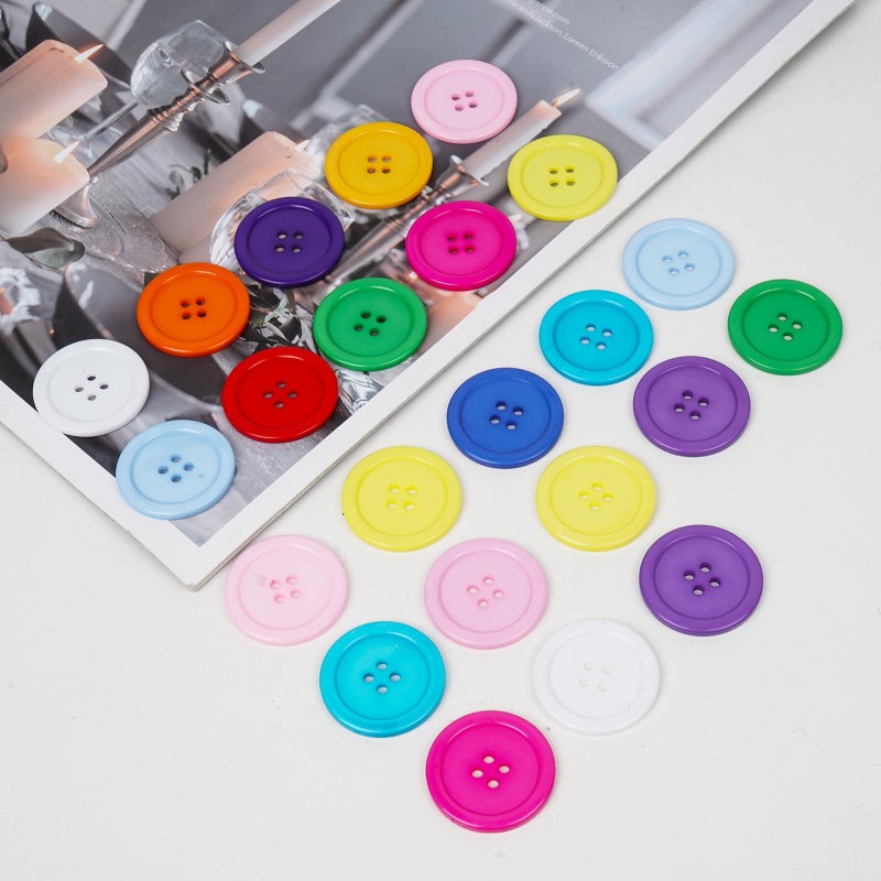 Chenkou Craft Mix Color Plastic Resin Circle Big Button 4 Holes DIY Craft Sewing 30mm 40pcs(Mix, 1 1/4"(30mm)) - Image 3